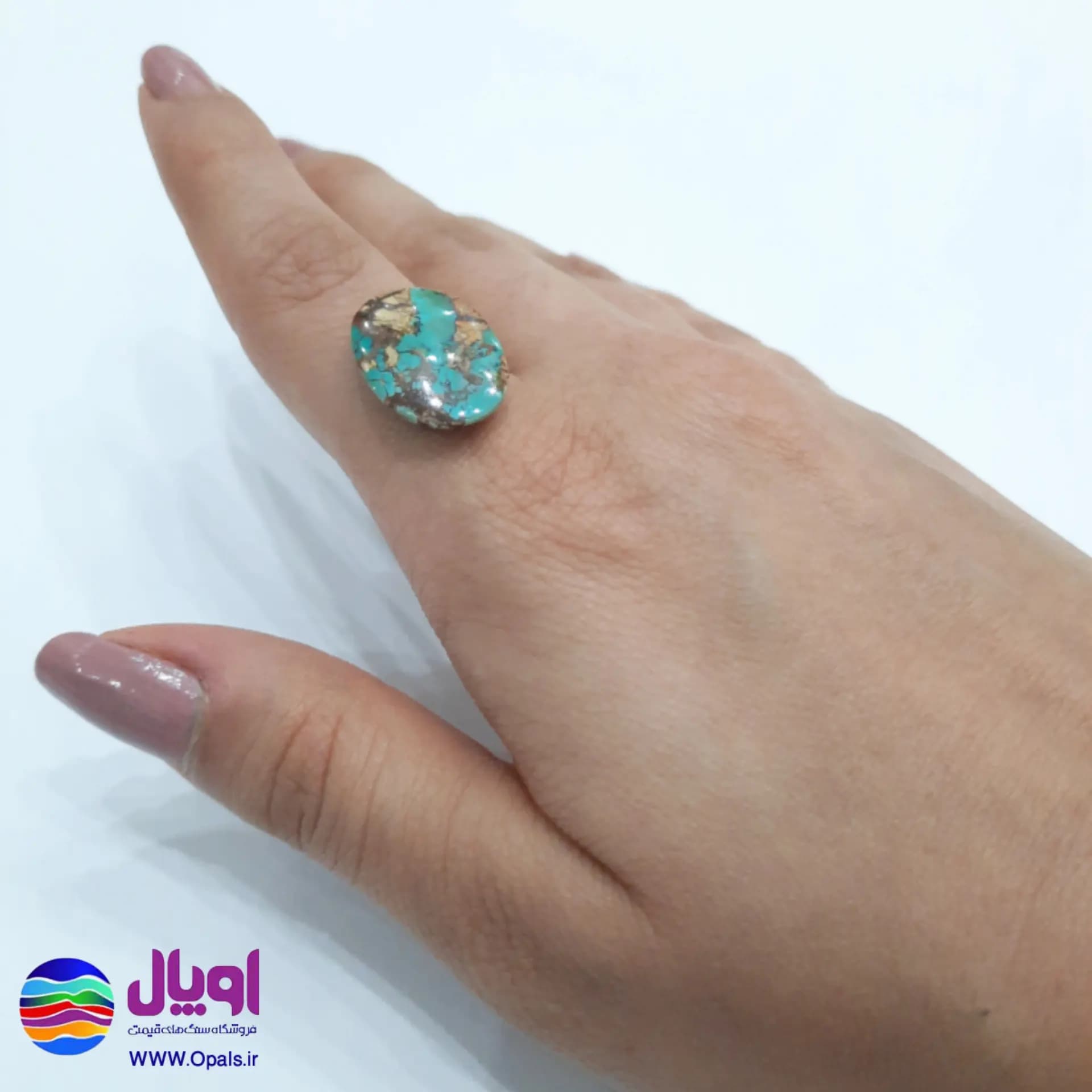 نگین فیروزه نیشابور بیضی 1.64 گرم — تصویر ۶