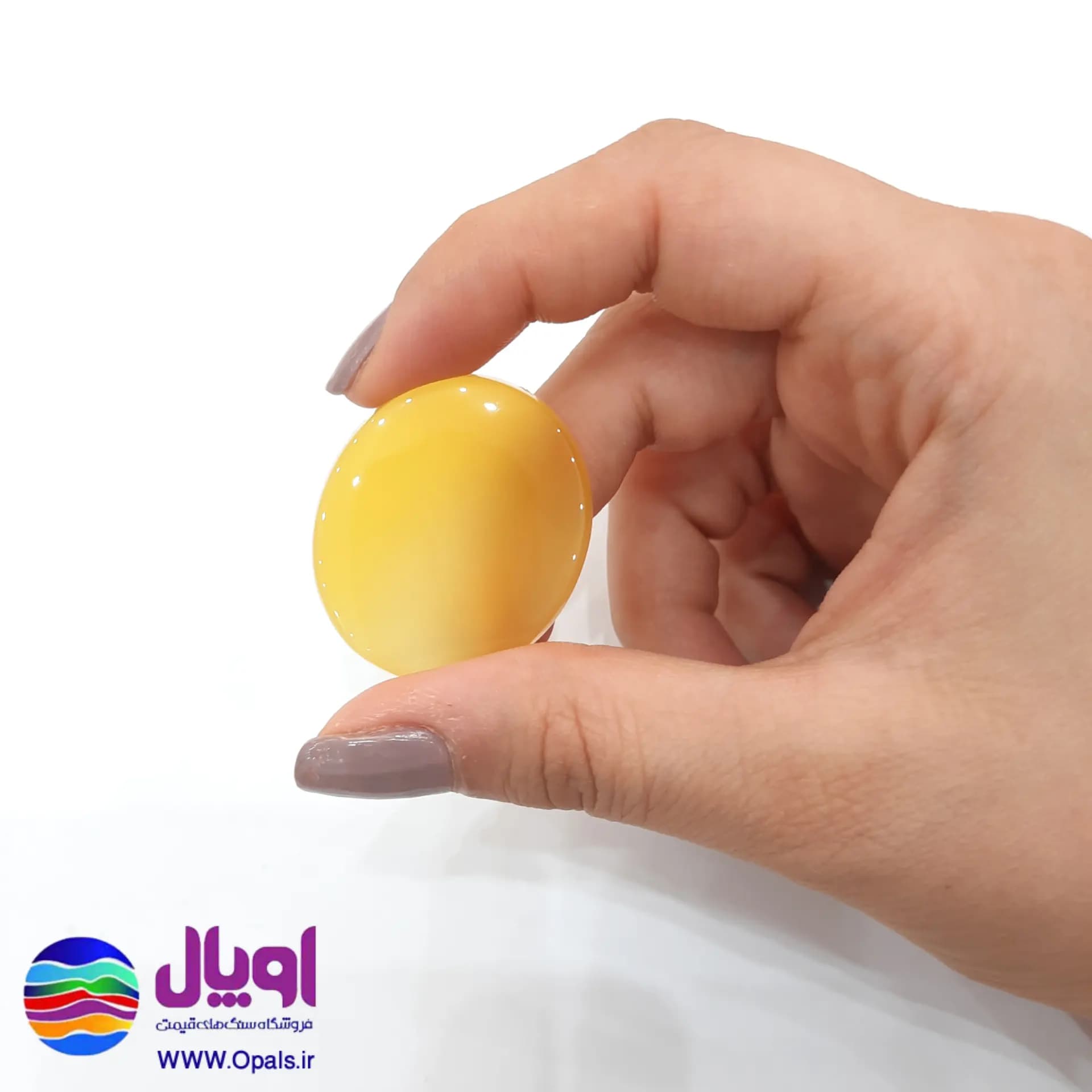 نگین عقیق زرد بیضی 11.20 گرم — تصویر ۲
