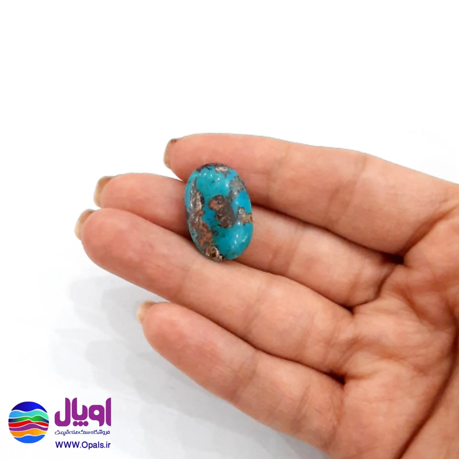 نگین فیروزه نیشابور بیضی 2.12 گرم — تصویر ۳