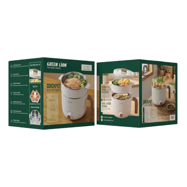 بخار پز برقی گرین لاین مدل Green Lion Quickpot Electric Cooker GNQCKPTECWH — تصویر ۱۲