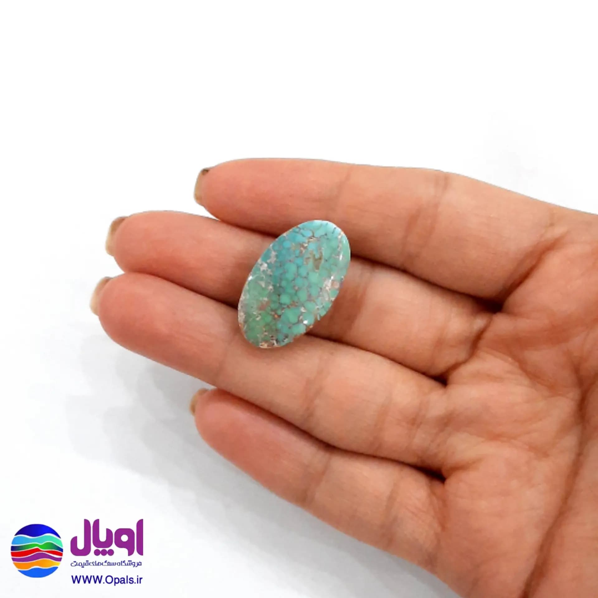 نگین فیروزه نیشابور بیضی 2.66 گرم — تصویر ۳