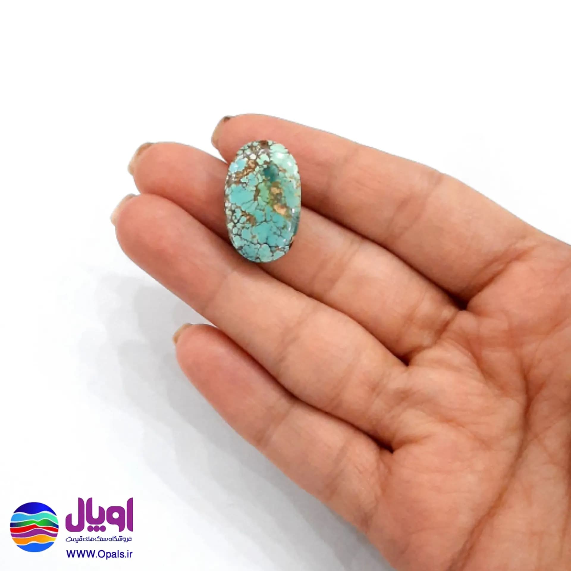 نگین فیروزه نیشابور بیضی 2.95 گرم — تصویر ۲