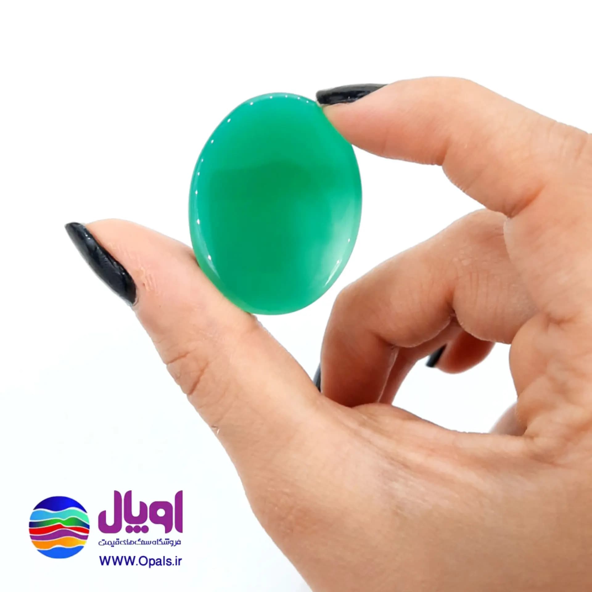 نگین عقیق سبز بیضی 9.52 گرم — تصویر ۵