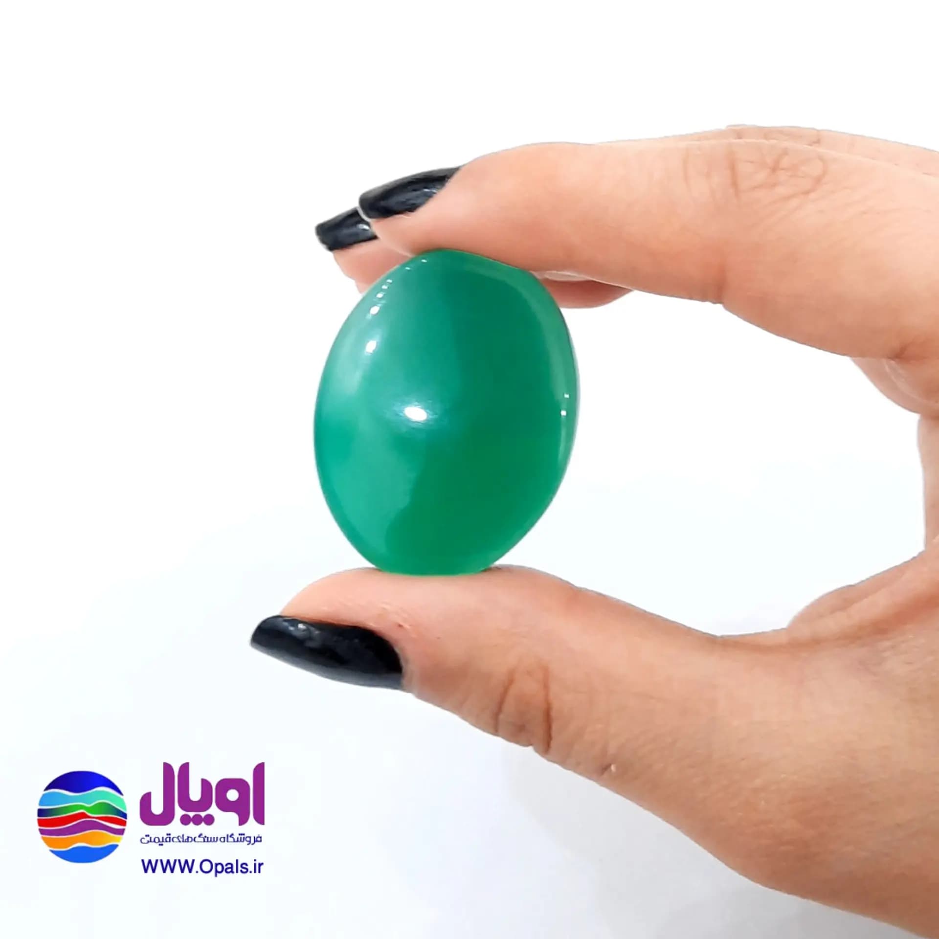 نگین عقیق سبز بیضی 9.52 گرم — تصویر ۴