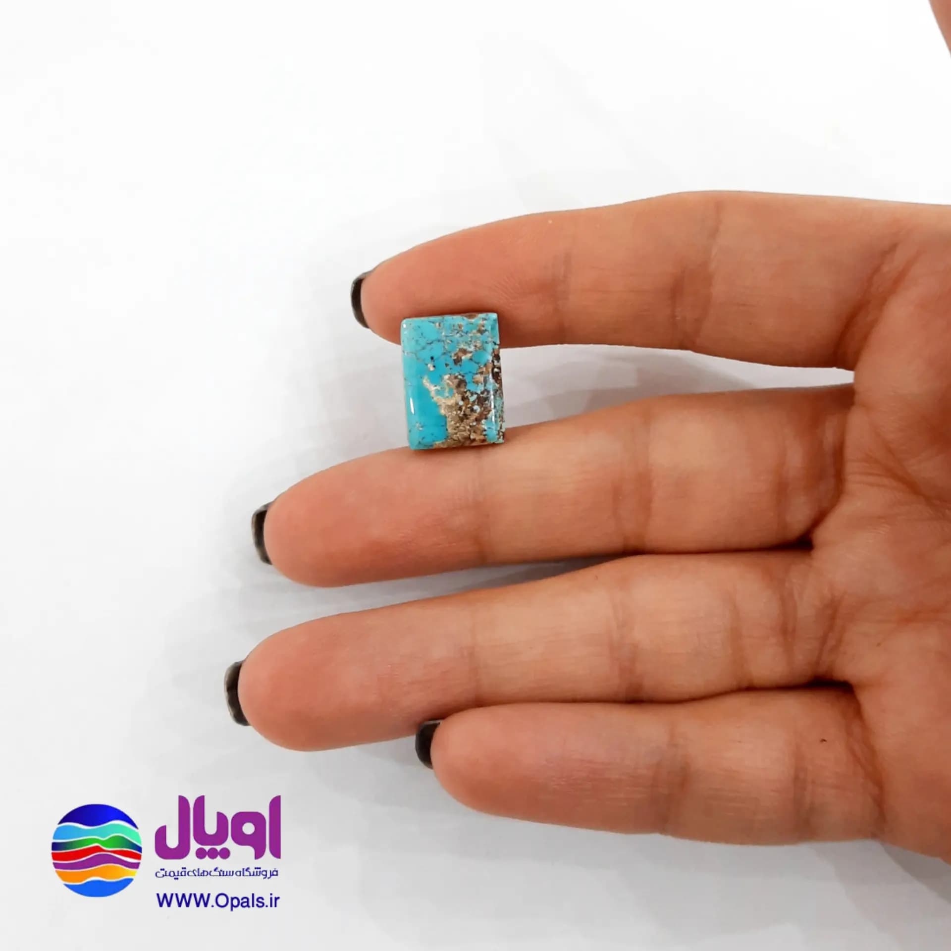 نگین فیروزه نیشابور چهارگوش 1.21 گرم — تصویر ۳