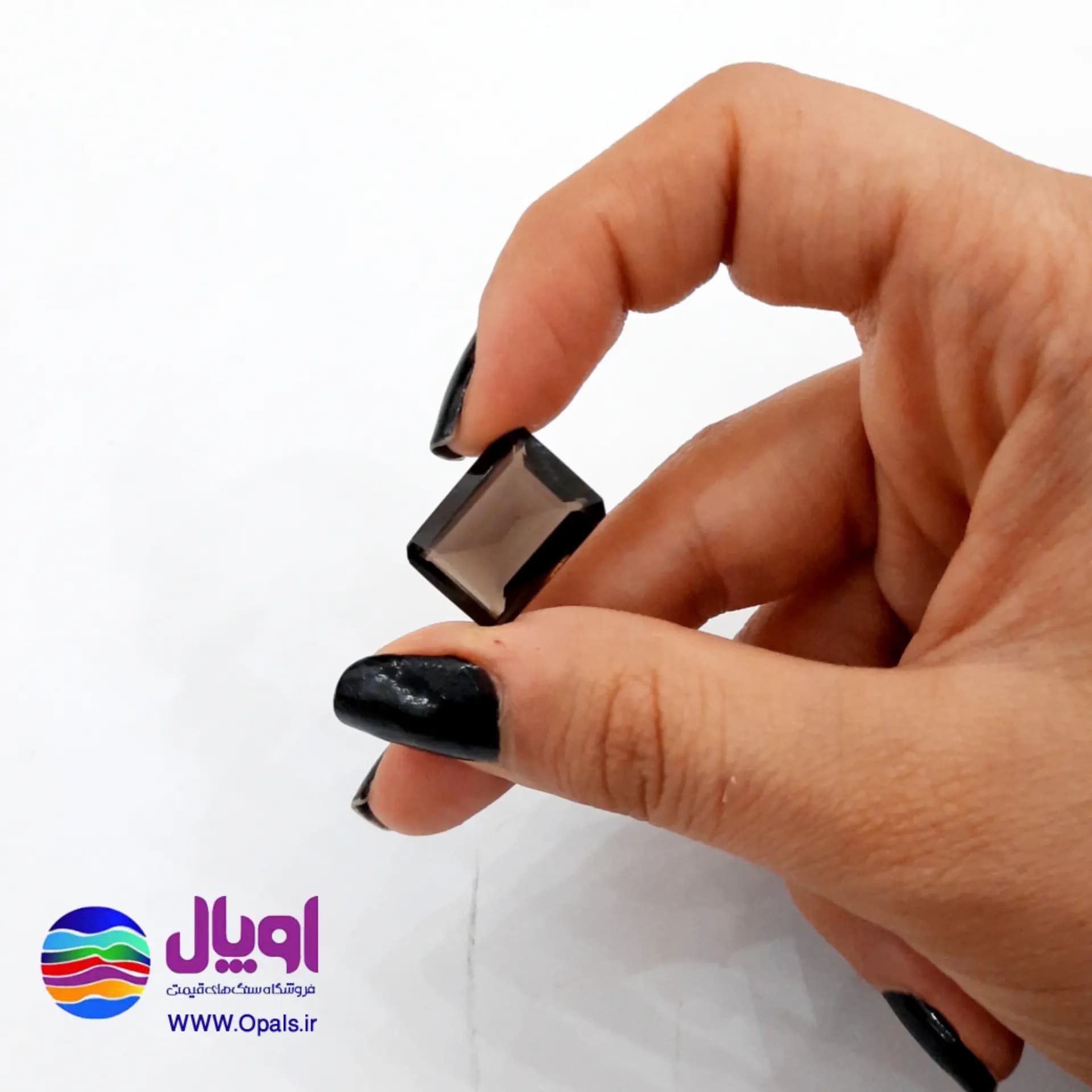 نگین کوارتز دودی چهارگوش 9.5 قیراط — تصویر ۳