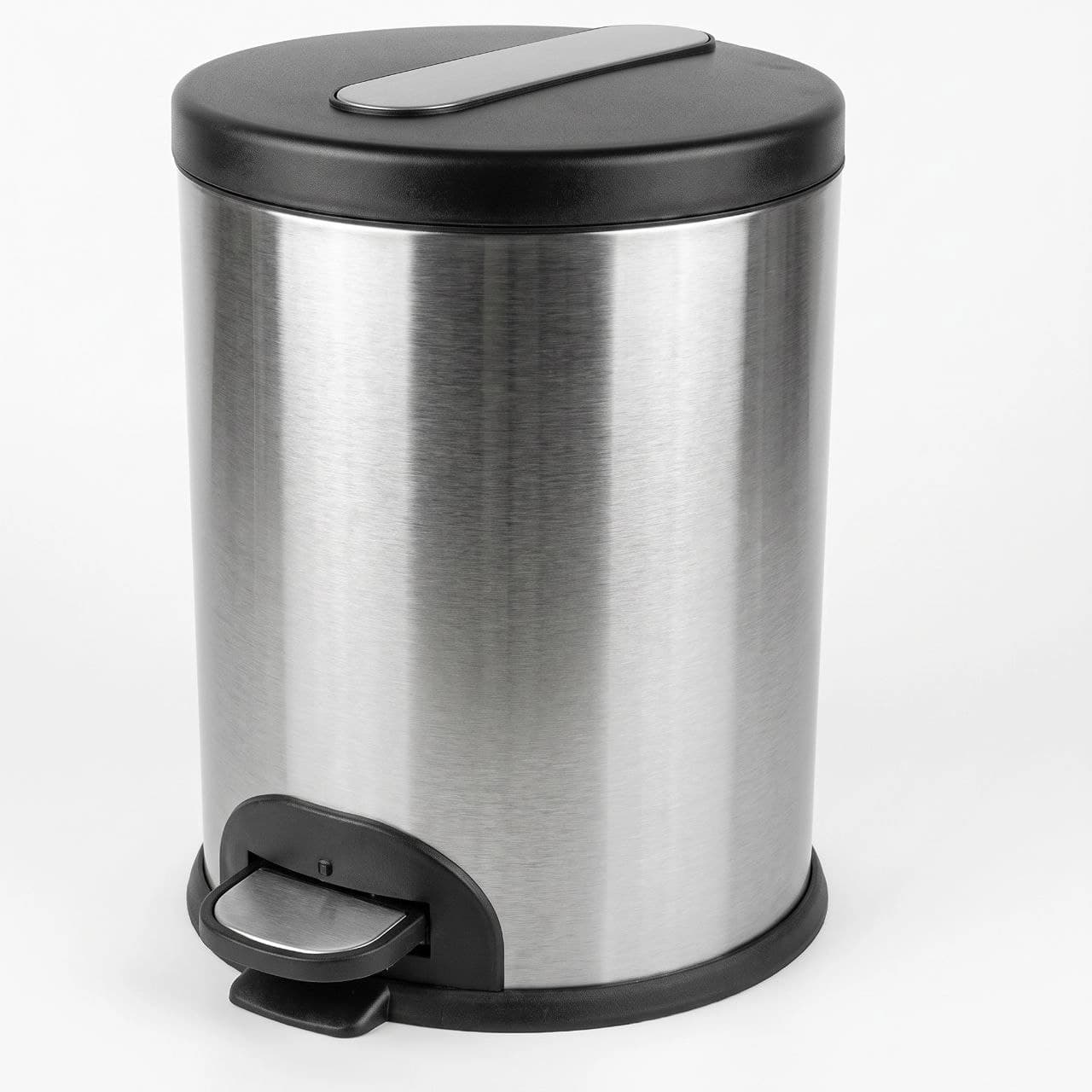 سطل زباله پدالی 15 لیتر سرکوله CIRCULE استیل درب پلیمر کد P-15