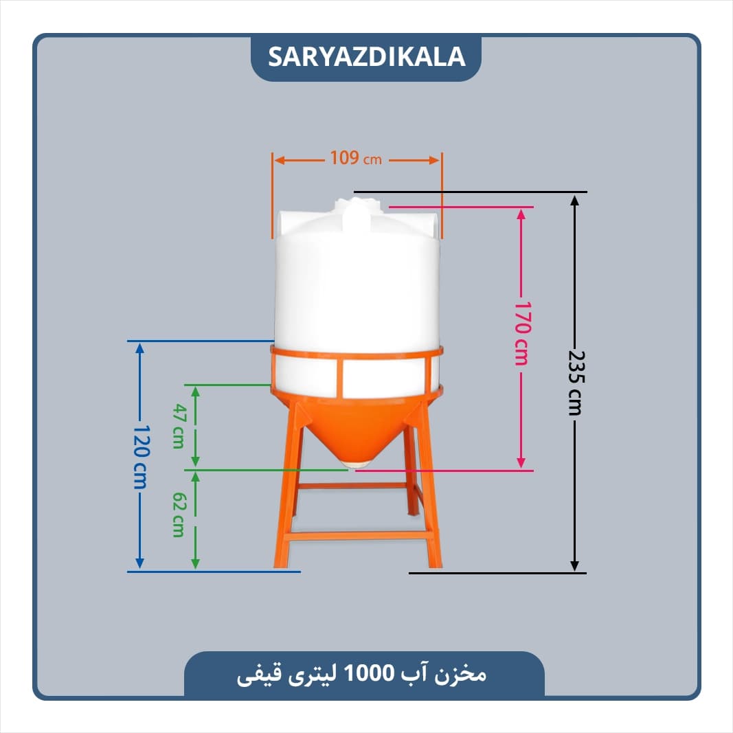مخزن آب قیفی 1000 لیتری — تصویر ۲