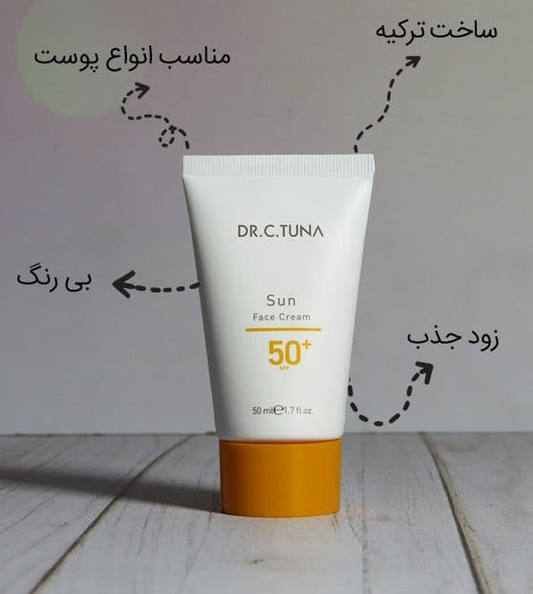 کرم ضد آفتاب بدون رنگ دکتر سی تونا SPF 50 مدل انواع پوست حجم 50 میلی‌لیتر — تصویر ۴
