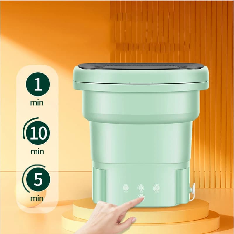 مینی واش و ماشین لباسشویی تاشو پرتابل فولدینگ مدل Folding Washing Machine سبز — تصویر ۴