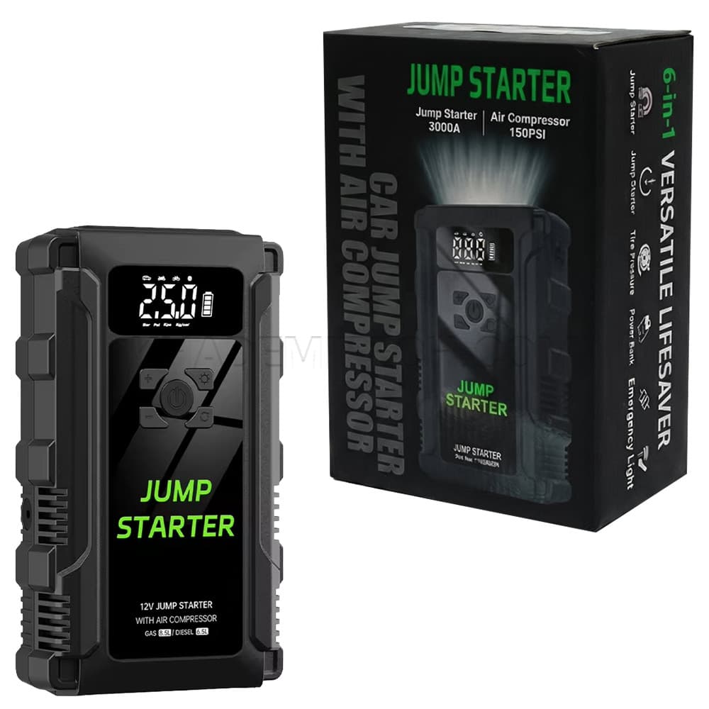 جامپ استارتر، پمپ باد و پاور بانک مدل Car Jump Starter K09B 3000A
