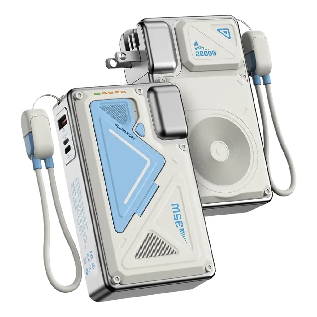 پاوربانک دیواری مگ سیف پاورولوژی مدل Wall Charger MagSafe با ظرفیت ۲۰۰۰۰ میلی‌آمپر ساعت – مشکی — تصویر ۳