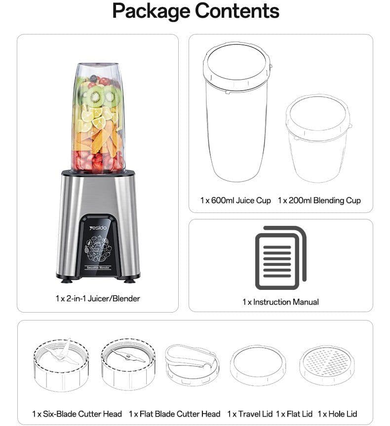 مخلوط کن و آسیاب کن یسیدو مدل YESIDO MINI Blender EC27 — تصویر ۴