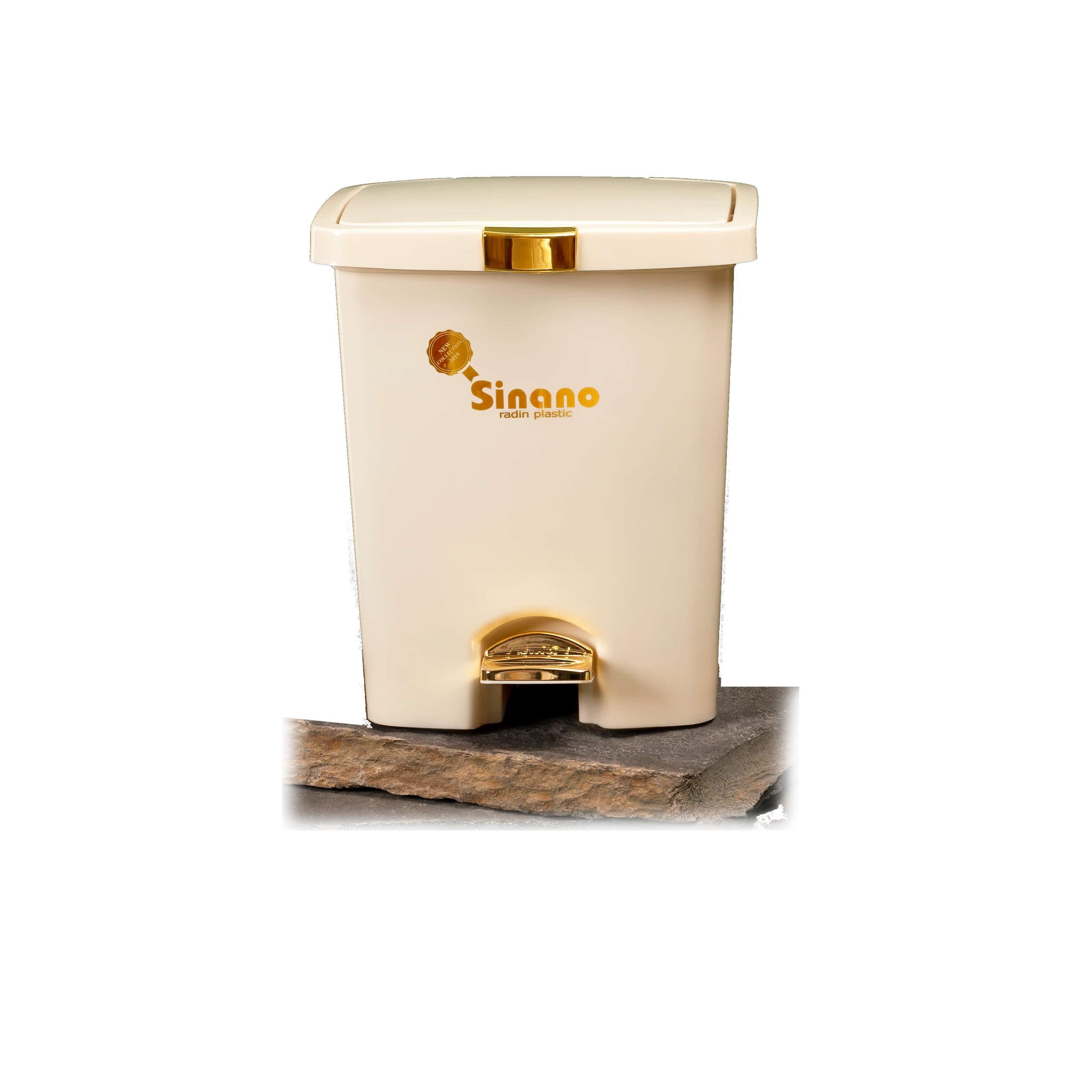 سطل پدالی کوچک تک جداره نگین کروم و طلایی بسته 6 تایی کد R356 — تصویر ۴