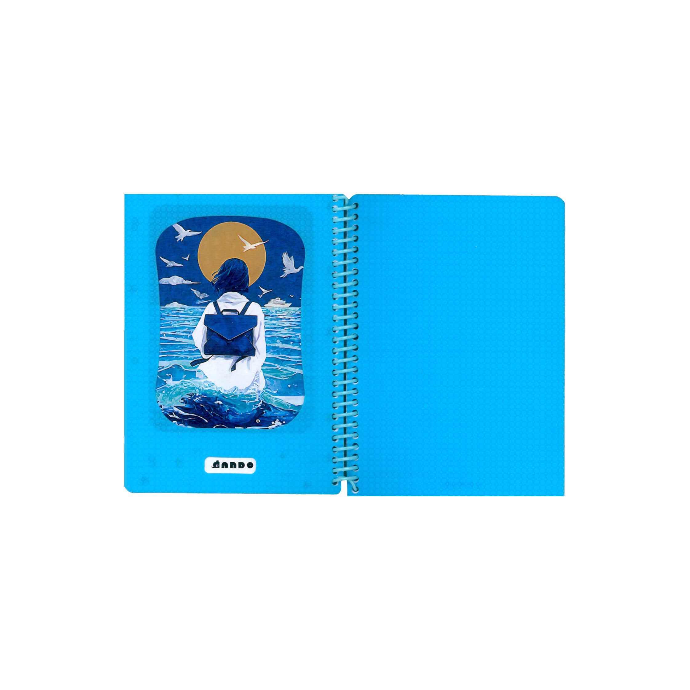 دفترچه یادداشت سیمی قابدار مدل دختر و دریا کد GA113