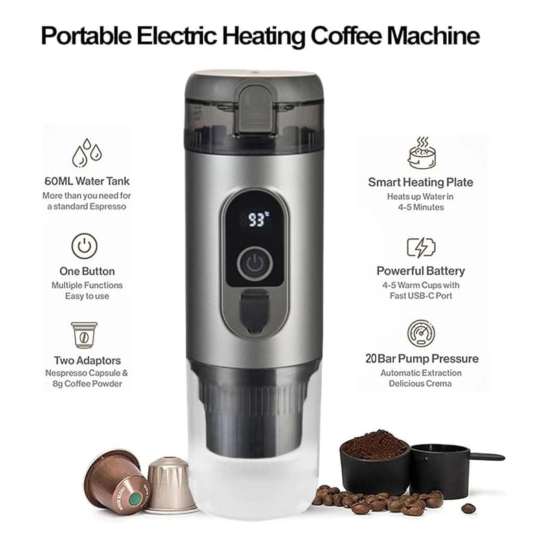 اسپرسو ساز شارژی قابل حمل مدل PORTABLE ESPRESSO MACHINE JY-001BX — تصویر ۳