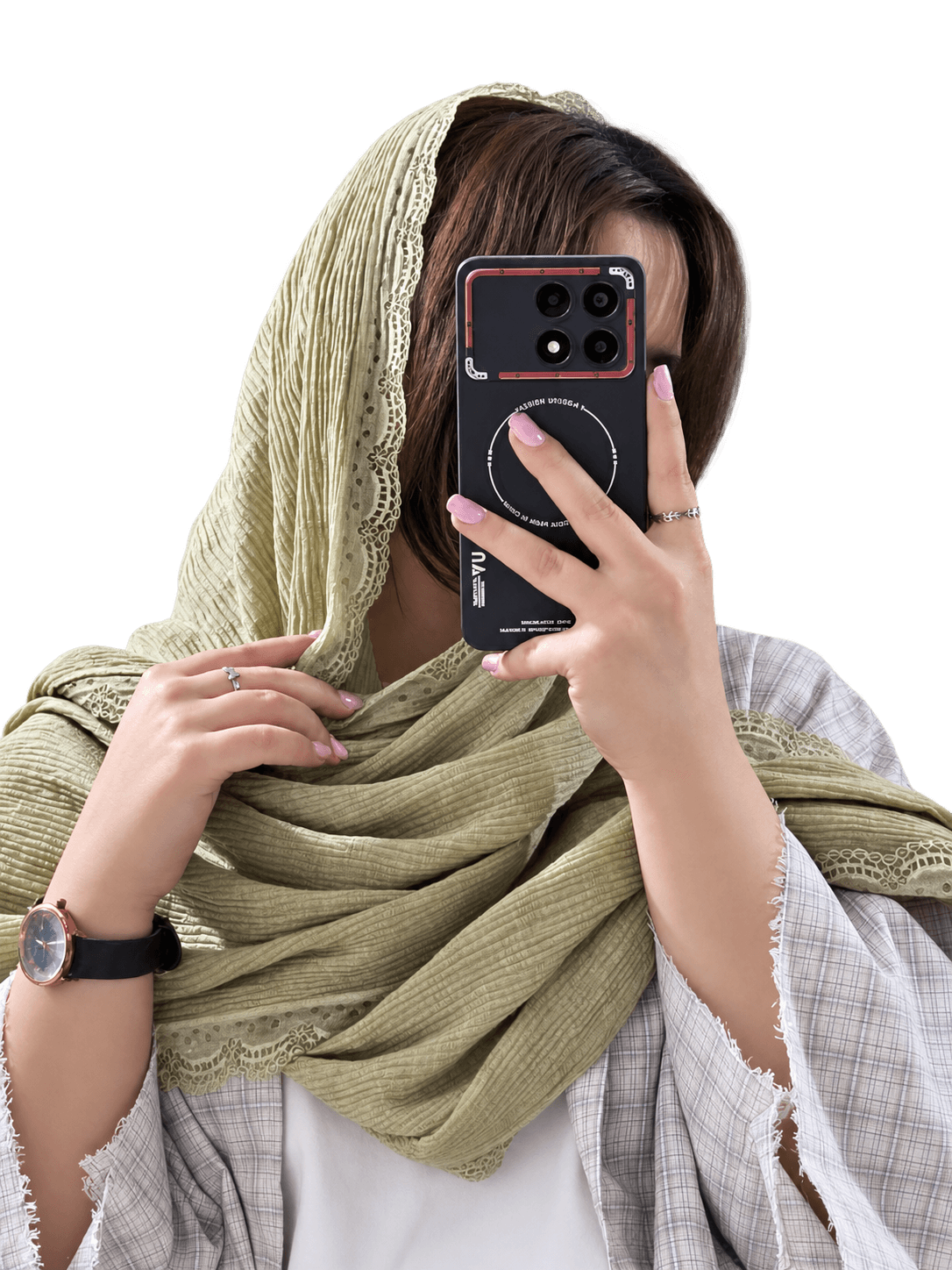 شال وارداتی پلیسه لب توری