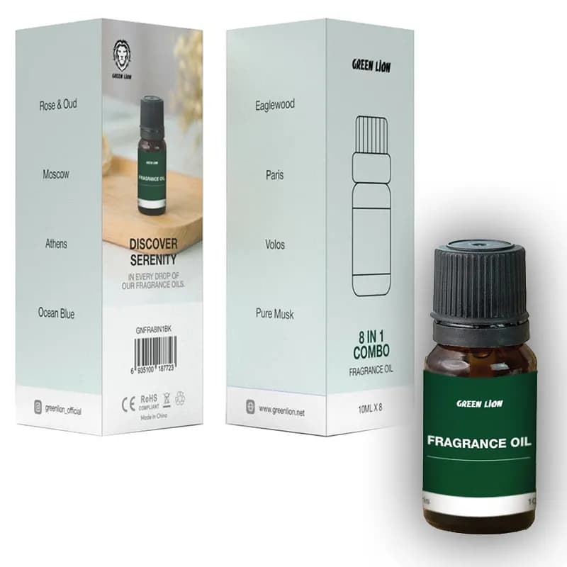 اسانس خوشبو کننده گرین لاین مدل Green Lion Combo fragrance oil بسته 8 عددی