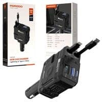 شارژر فندکی دارای کابل متصل Porodo 66w PD lightning & type-C wires fwc029
