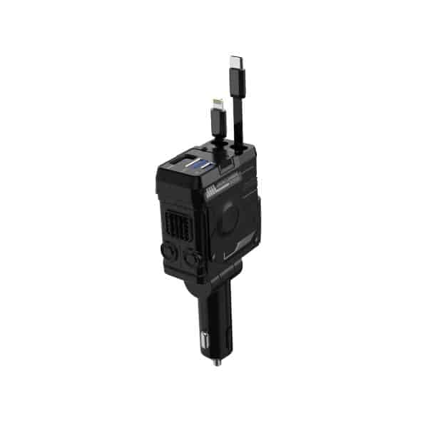 شارژر فندکی دارای کابل متصل Porodo 66w PD lightning & type-C wires fwc029 — تصویر ۸