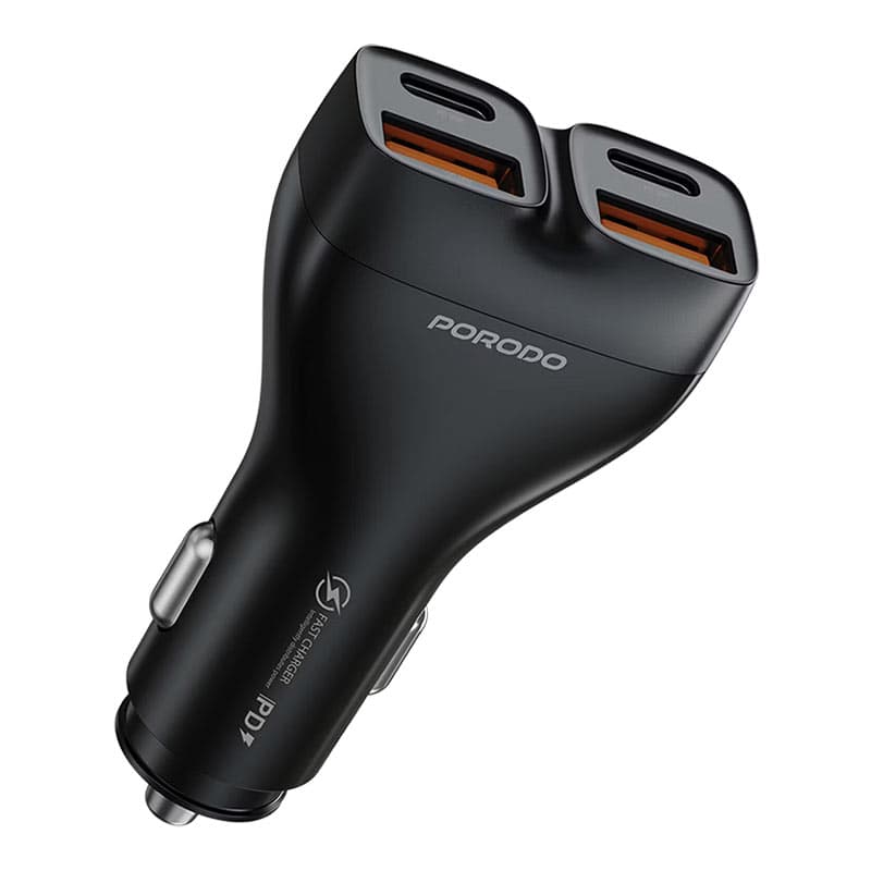 شارژر فندکی 4پورت دو پورت PD سوپر فست پرودو مدل Porodo dual power 102w car charger — تصویر ۶