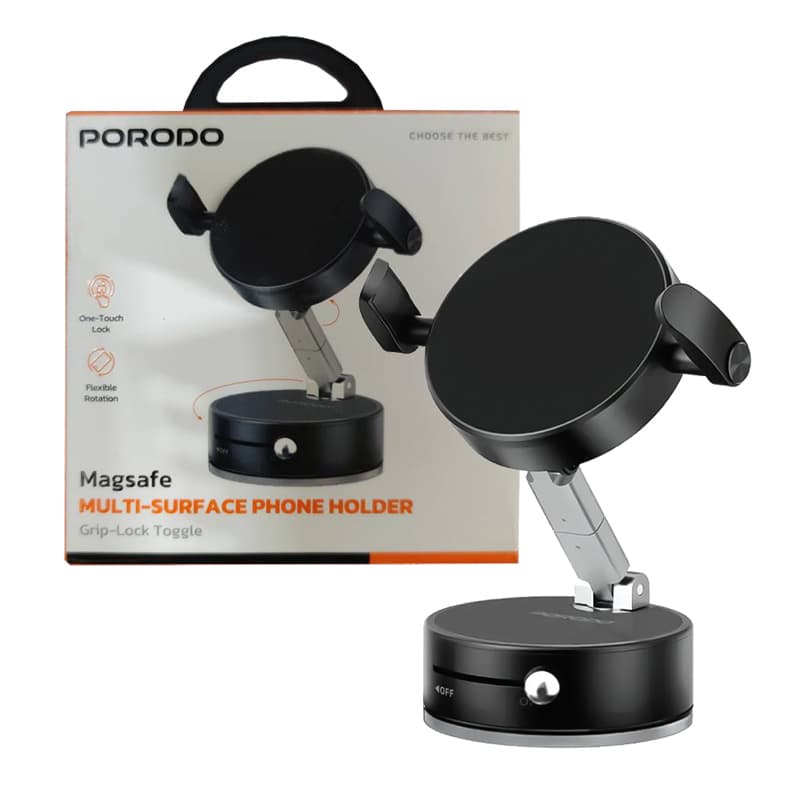 هولدر مگنتی مگ سیف وکیوم پرودو مدل Porodo Multi-Surface phone Holder PDMSPHA9 — تصویر ۵