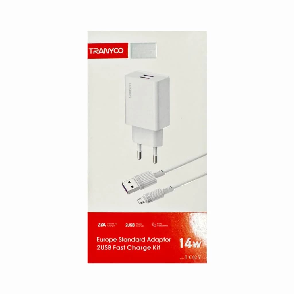 شارژر دیواری دو پورت ترانیو مدلt-c02 tc — تصویر ۴