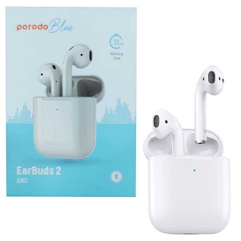 هدفون بلوتوثی پرودو مدل porodo blue Deep Bass Earbuds 2 ENC طرح ایرپاد 2
