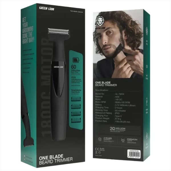 ماشین اصلاح و ریش تراش شارژی ضد آب به همراه 4 عدد شانه Green Lion one blade beard trimmer