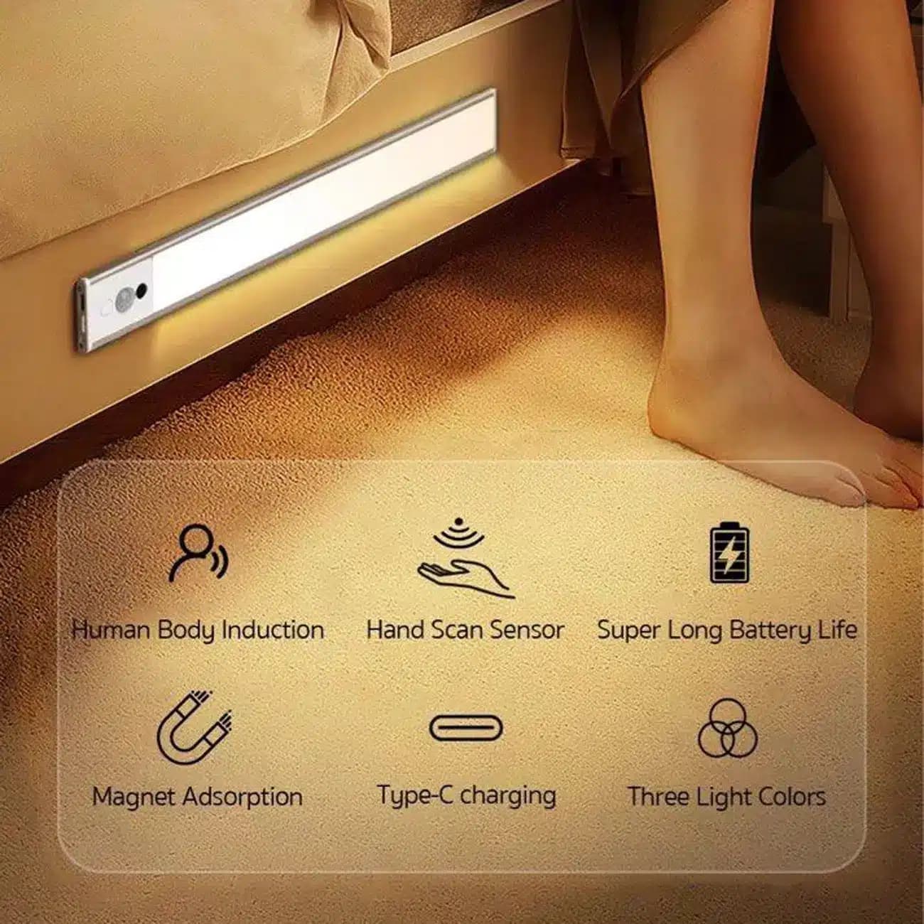 چراغ ال ای دی زیر کابینتی سنسور دار 40 سانتیمتر Intelligent Light — تصویر ۱۰