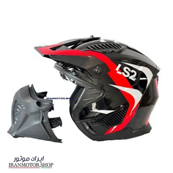 کلاه کاسکت LS2 سری فیس جدا شونده مدل DRIFTER مشکی قرمز — تصویر ۲