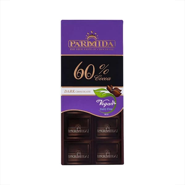 شکلات تابلت تلخ 60 درصد پارمیدا 80g — تصویر ۲
