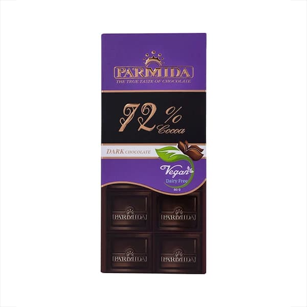 شکلات تابلت تلخ 72 درصد پارمیدا 80g — تصویر ۲