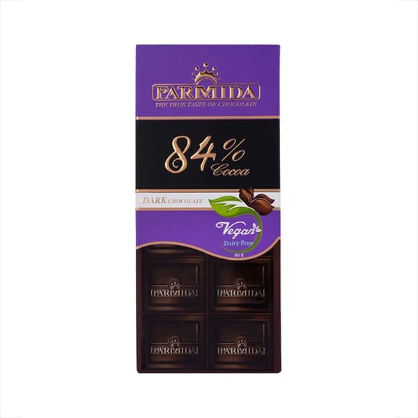 شکلات تابلت تلخ 84 درصد پارمیدا 80g — تصویر ۲