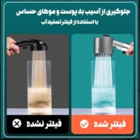 سردوش حمام 4 حالته سیلیکونی افزایش فشار آب — تصویر ۲