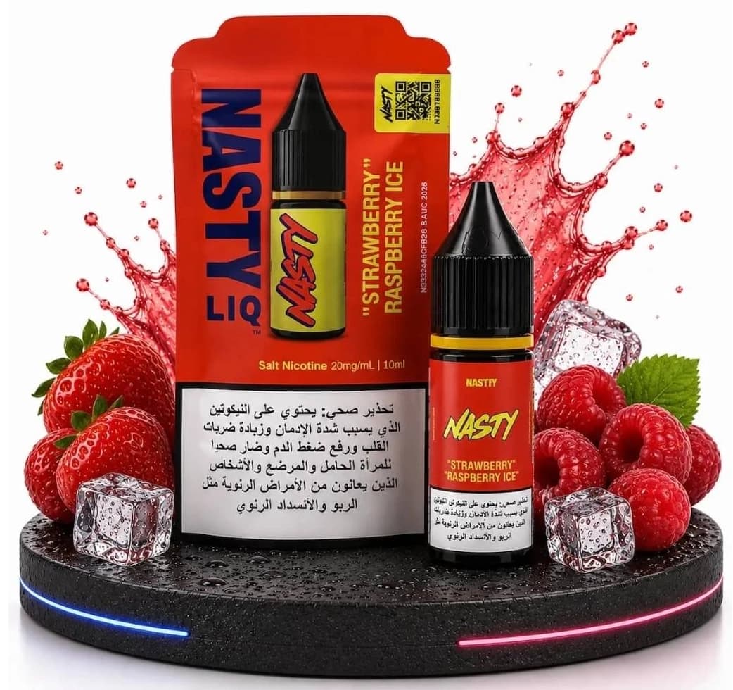 سالت نستی طعم توت فرنگی تمشک یخ ( Nasty LiQ Strawberry Raspberry Ice Salt)