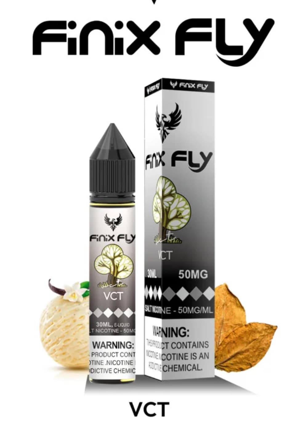فینیکس فلای وی سی تی طعم تنباکوی ملایم، خامه لطیف و وانیل شیرین( Finix Fly VCT Salt)