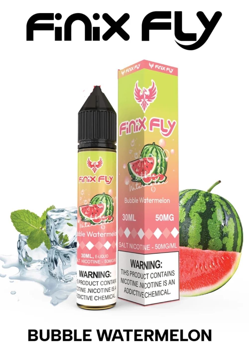 فینیکس فلای آدامس بادکنکی هندوانه یخ (Finix Fly Bubble Watermelon Ice Salt )
