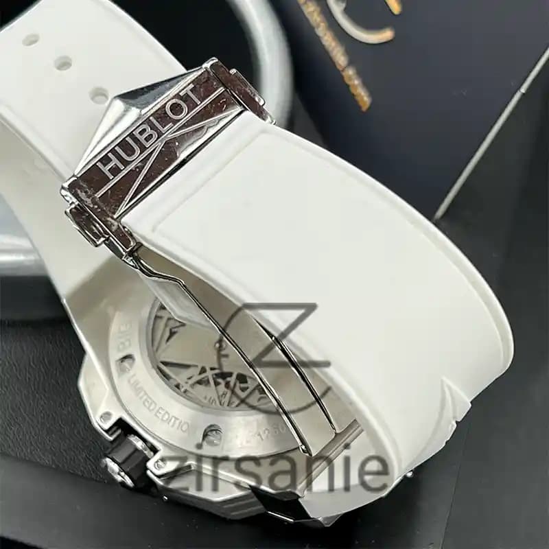ساعت مچی مردانه هابلوت کهکشانی فول نگین سیلور سفید Hublot Big Bang SANG BLEU II Full Daimand Silver White — تصویر ۸