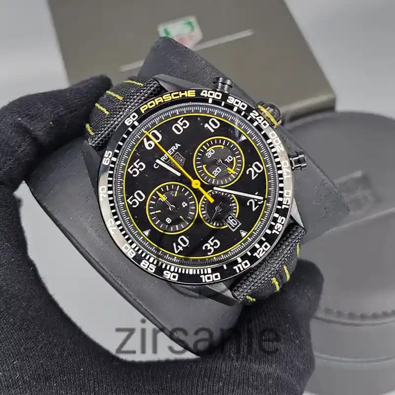 ساعت مچی مردانه تگ هویر پورشه new مشکی زرد Tag Heuer Porsche new Black Yellow — تصویر ۲