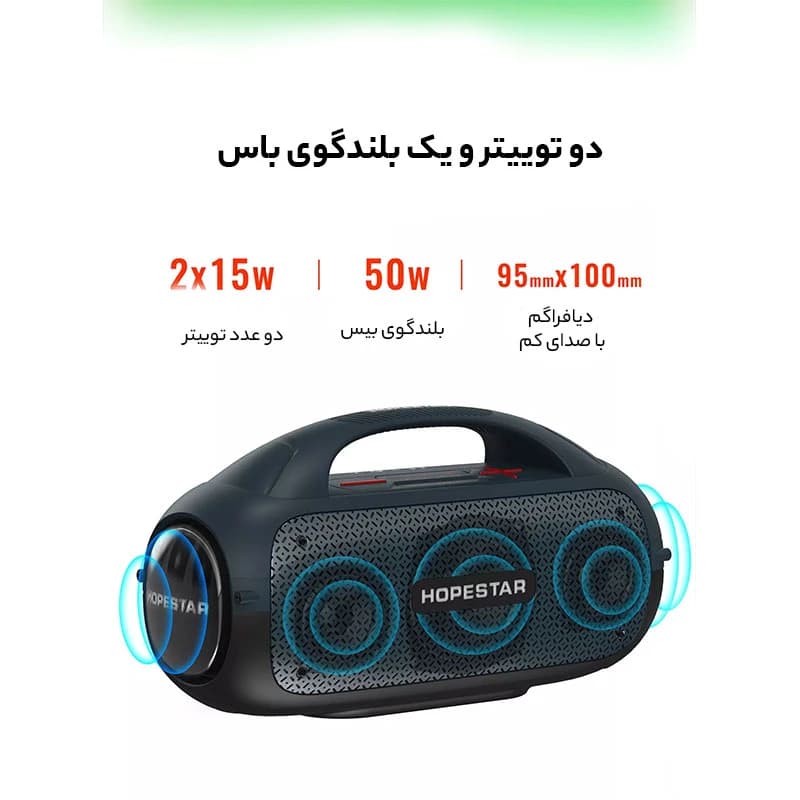 اسپیکر بلوتوثی قابل حمل هوپ استار مدل َA50 party — تصویر ۲