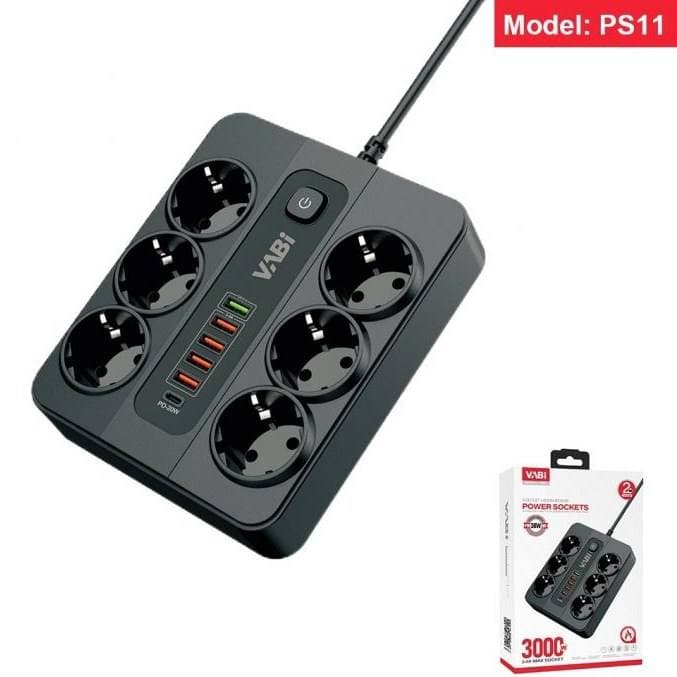 چند راهی برق شش پورت USB وابی (VABi) مدل PS11 — تصویر ۲