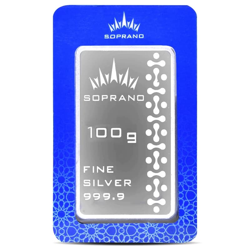 شمش نقره 100 گرمی سوپرانو