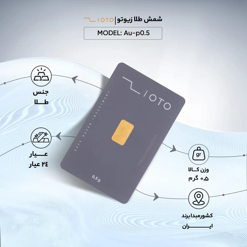 شمش طلا 24 عیار نیم گرمی زیوتو مدل Au-p0.5 — تصویر ۳