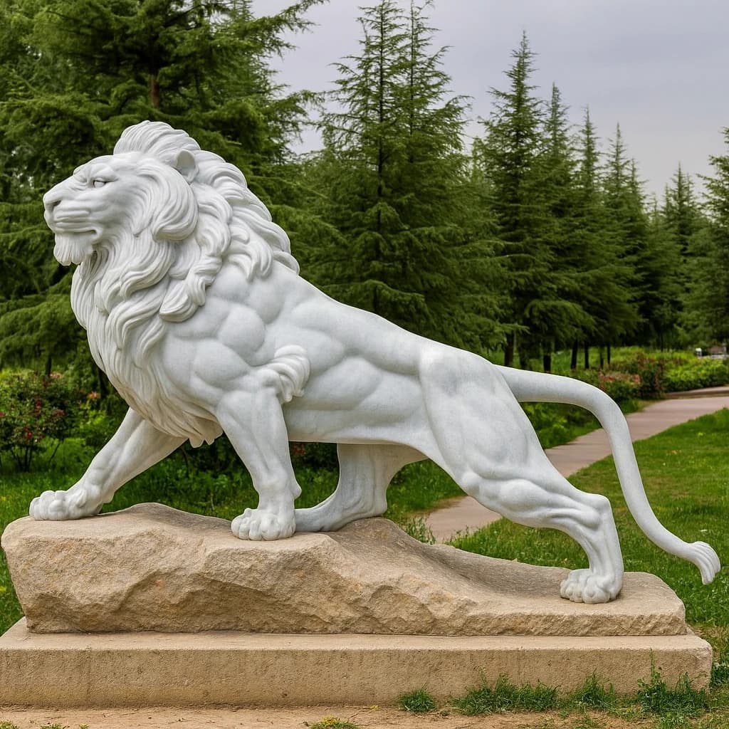 مجسمه سنگی شیر ایستاده