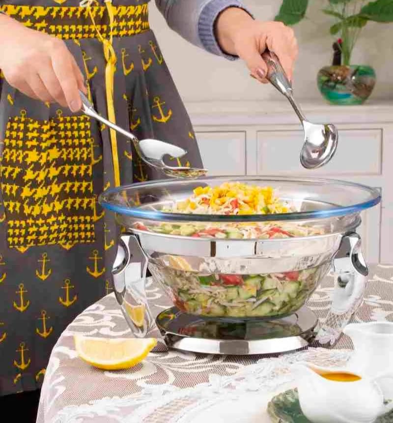 سوفله سالادخوری استیل تقره ای مدل پافیلی — تصویر ۳