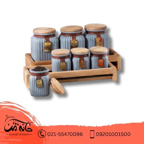 ست ادویه پاسماوری 7 پارچه گلس کالر ریور طوسی