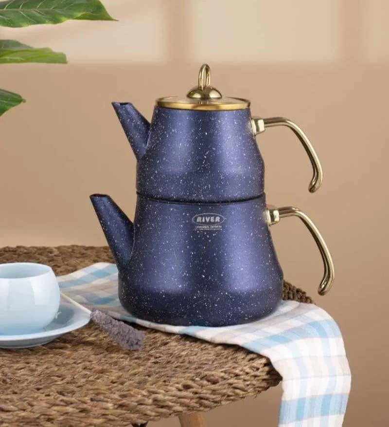 کتری قوری گرانیتی مدل ترک رنگ سورمه ای — تصویر ۲