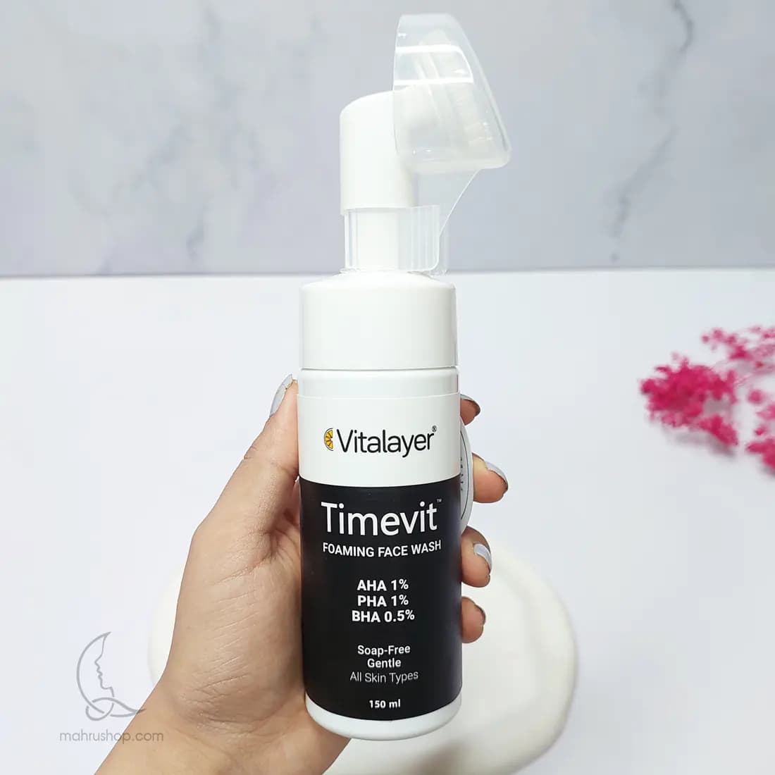 فوم شستشو ویتالیر مدل Timevit مناسب انواع پوست حجم 150 میلی لیتر — تصویر ۳