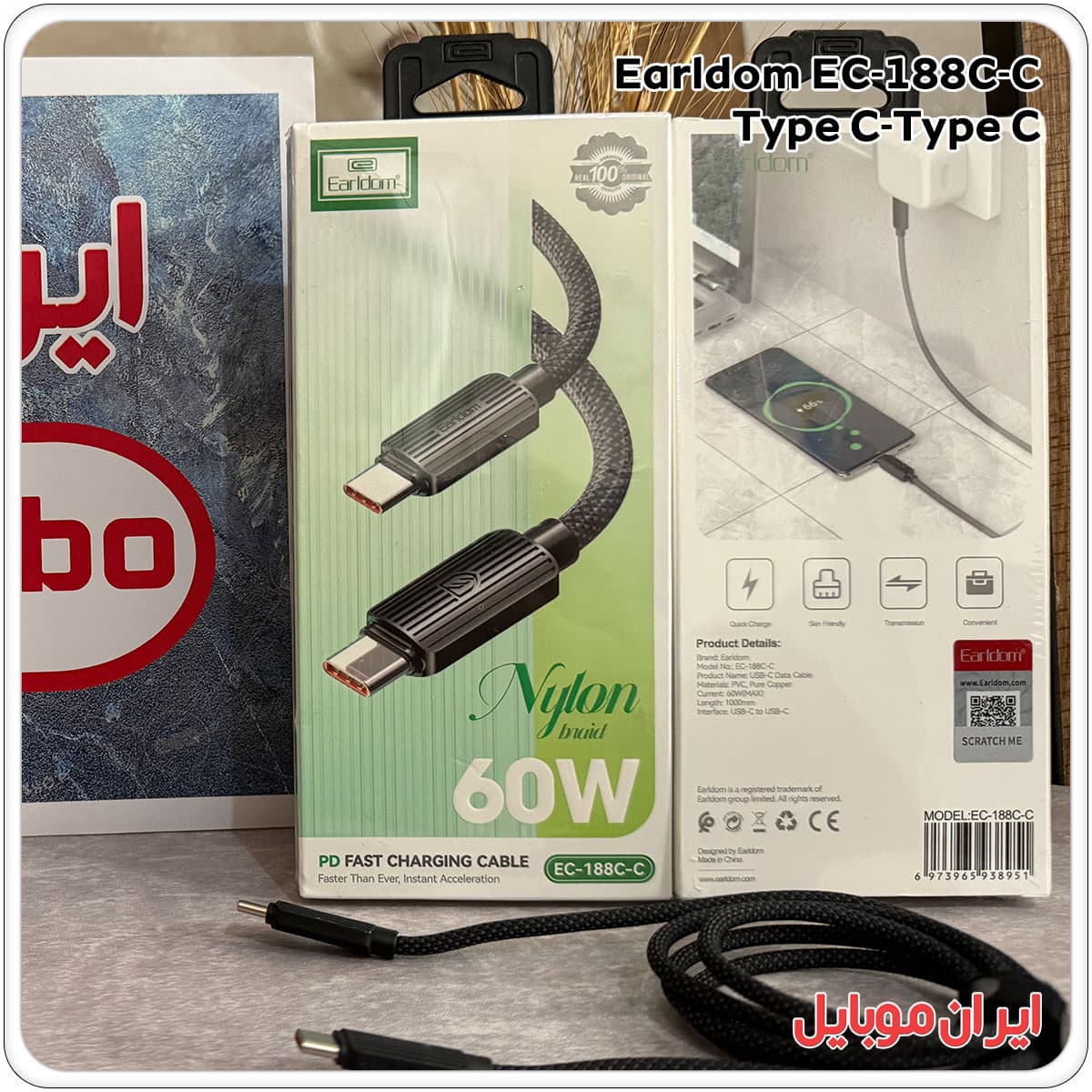 کابل شارژر تایپ سی به تایپ سی Earldom EC-188CC — تصویر ۳